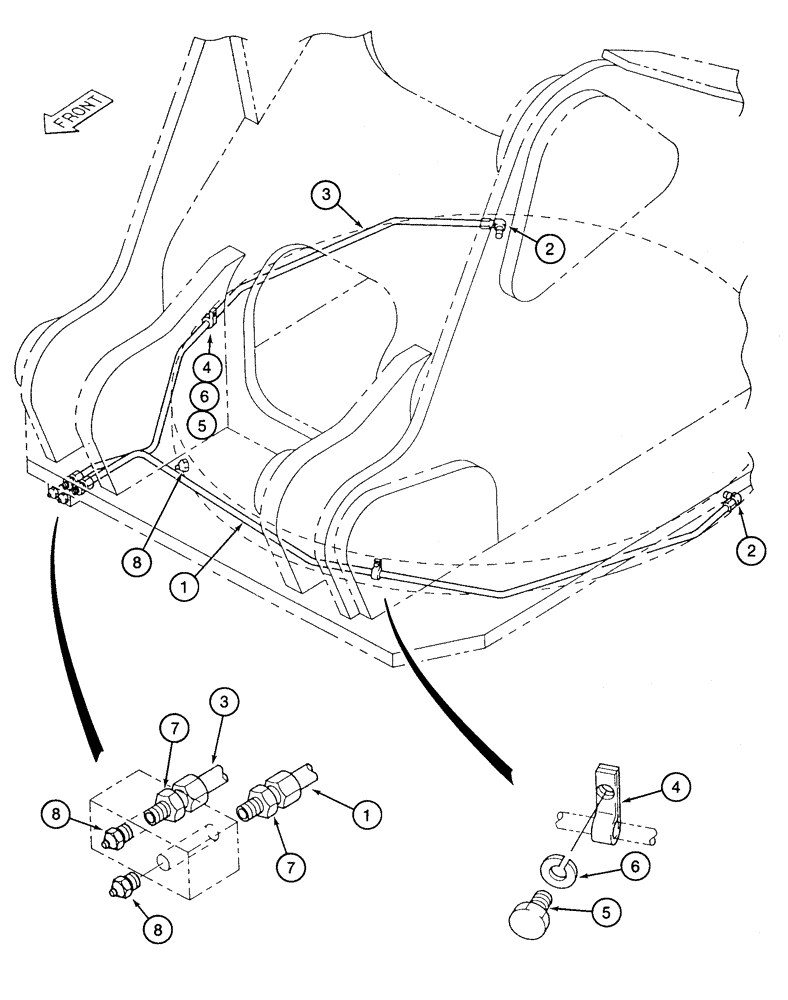 Схема запчастей Case 9050B - (9-004) - TURNTABLE BEARING LUBRICATION LINES (09) - CHASSIS