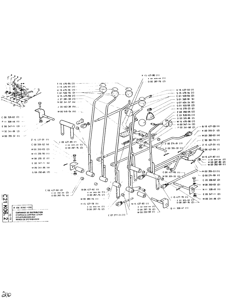 Схема запчастей Case SC150L - (026) - HYDRAULIC CONTROL LEVER 