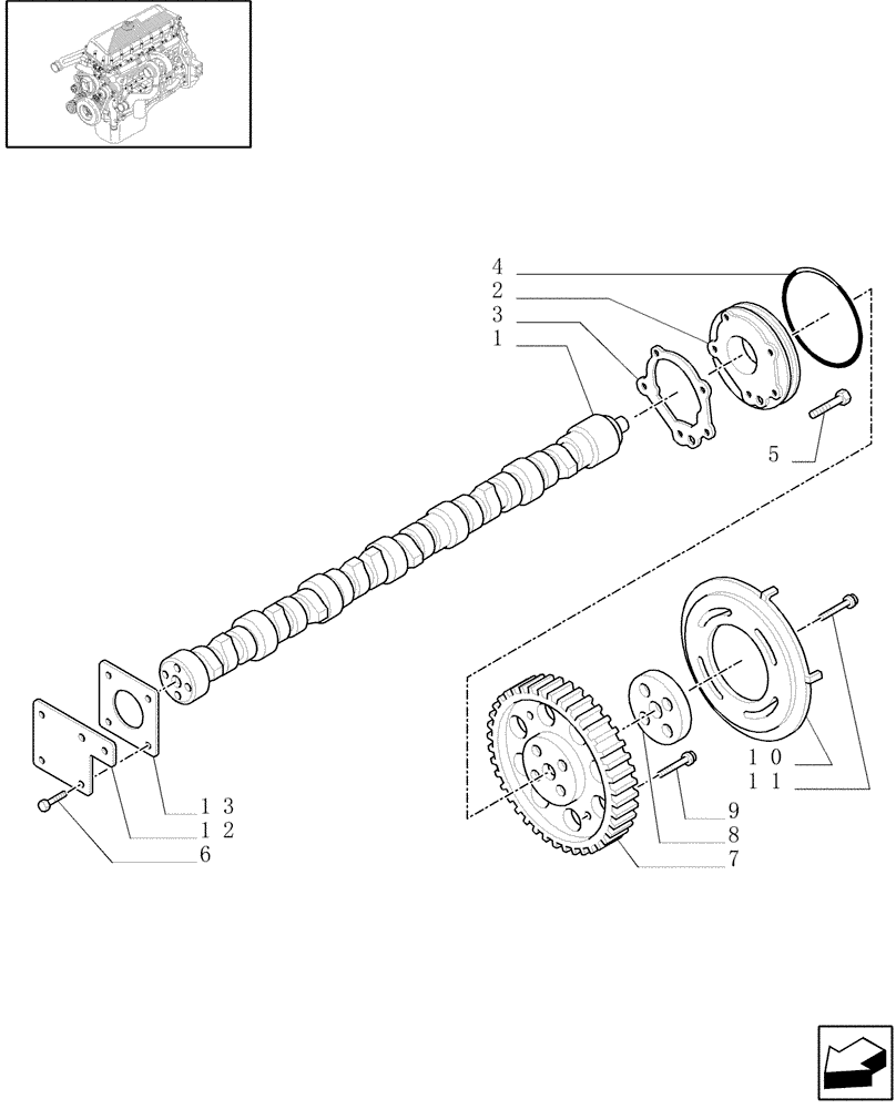 Схема запчастей Case F3AE0684G B001 - (0.12.5[01]) - CAMSHAFT (504004356) 