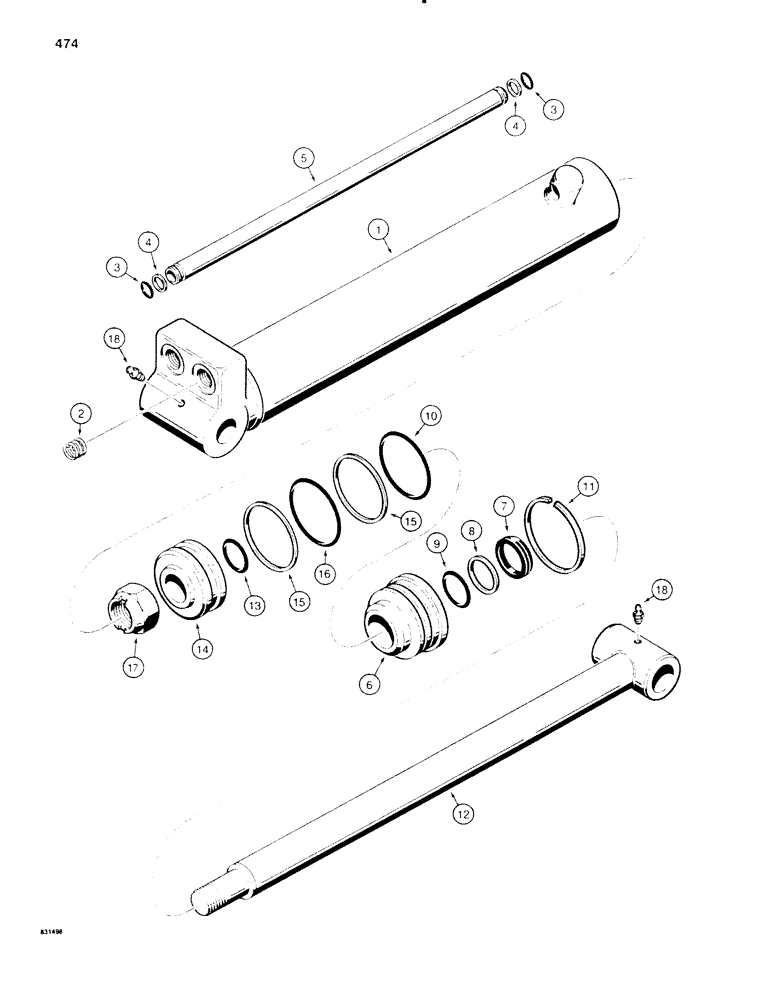 Схема запчастей Case SD100 - (474) - H600841 BOOM, DIPPER, AND BUCKET CYLINDER, USED ON FIVE SPOOL BACKHOE SER. NO. 1515347 THRU 1515645 (35) - HYDRAULIC SYSTEMS