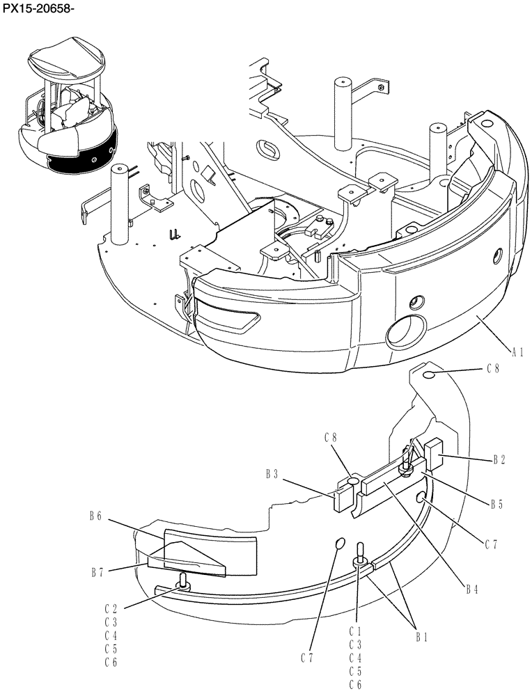 Схема запчастей Case CX36B - (016-01[1Z83]) - COUNTERWEIGHT INSTAL (05) - SUPERSTRUCTURE