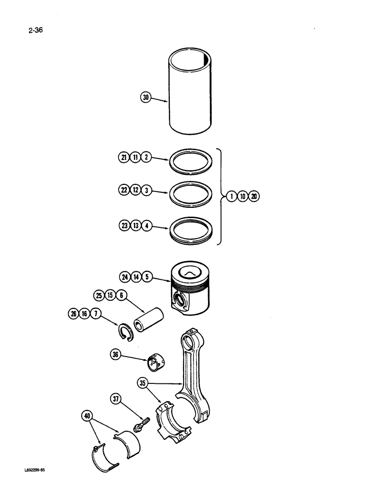 Схема запчастей Case W14C - (2-36) - PISTONS, 6-590 ENGINE (02) - ENGINE