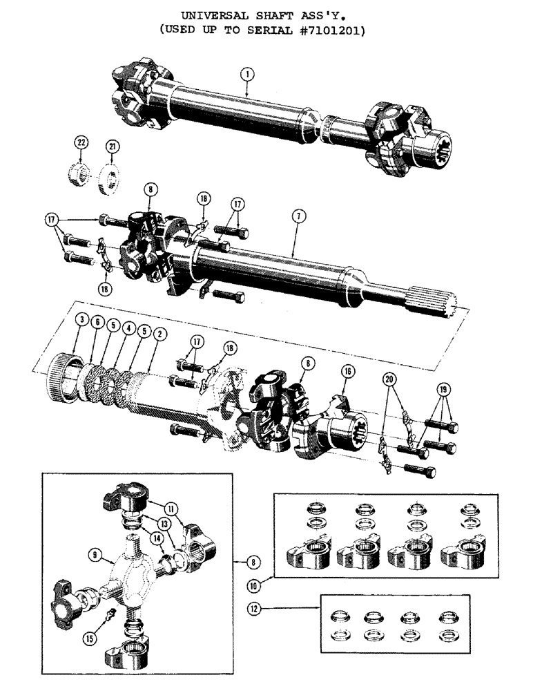 Схема запчастей Case 1000C - (094) - UNIVERSAL SHAFT ASSEMBLY, USED UP TO SERIAL NUMBER 7101201 (03) - TRANSMISSION