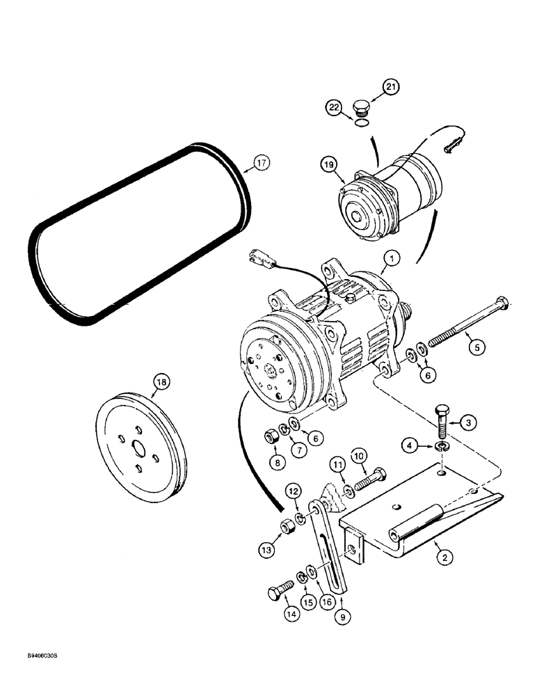 Схема запчастей Case 721B - (9-092) - AIR CONDITIONING COMPRESSOR MOUNTING (09) - CHASSIS/ATTACHMENTS