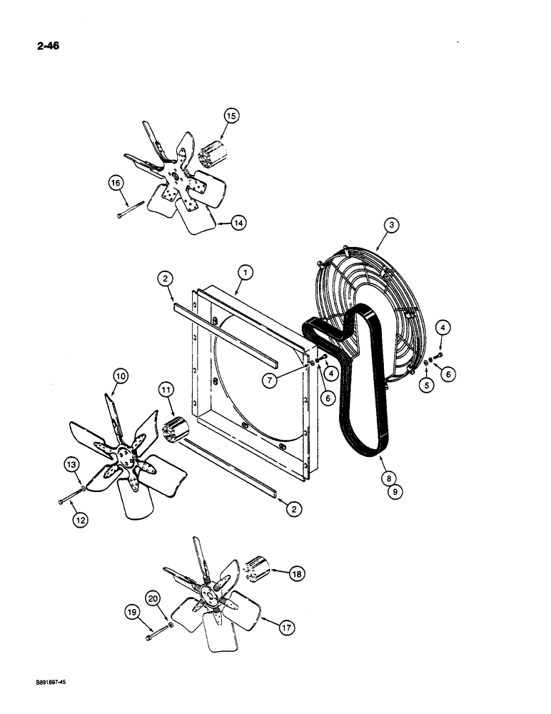 Схема запчастей Case W14C - (2-46) - FANS AND FAN BELTS (02) - ENGINE