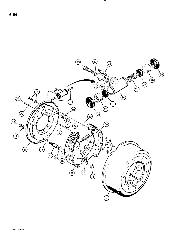 Схема запчастей Case W18B - (6-54) - W18B FRONT AND REAR AXLE BRAKES, USED WITH L113185 AXLE (06) - POWER TRAIN