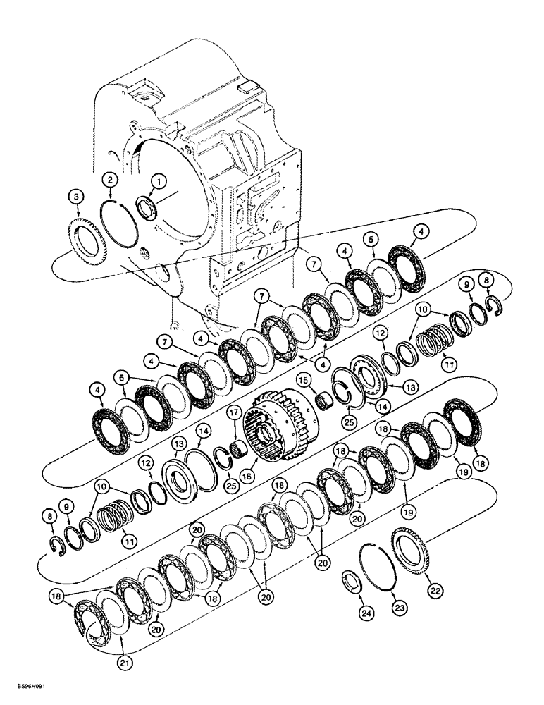 Схема запчастей Case 721B - (6-17C) - TRANSMISSION ASSEMBLY, FORWARD AND LOW CLUTCH PACK, P.I.N. JEE0052701 & AFTER (06) - POWER TRAIN