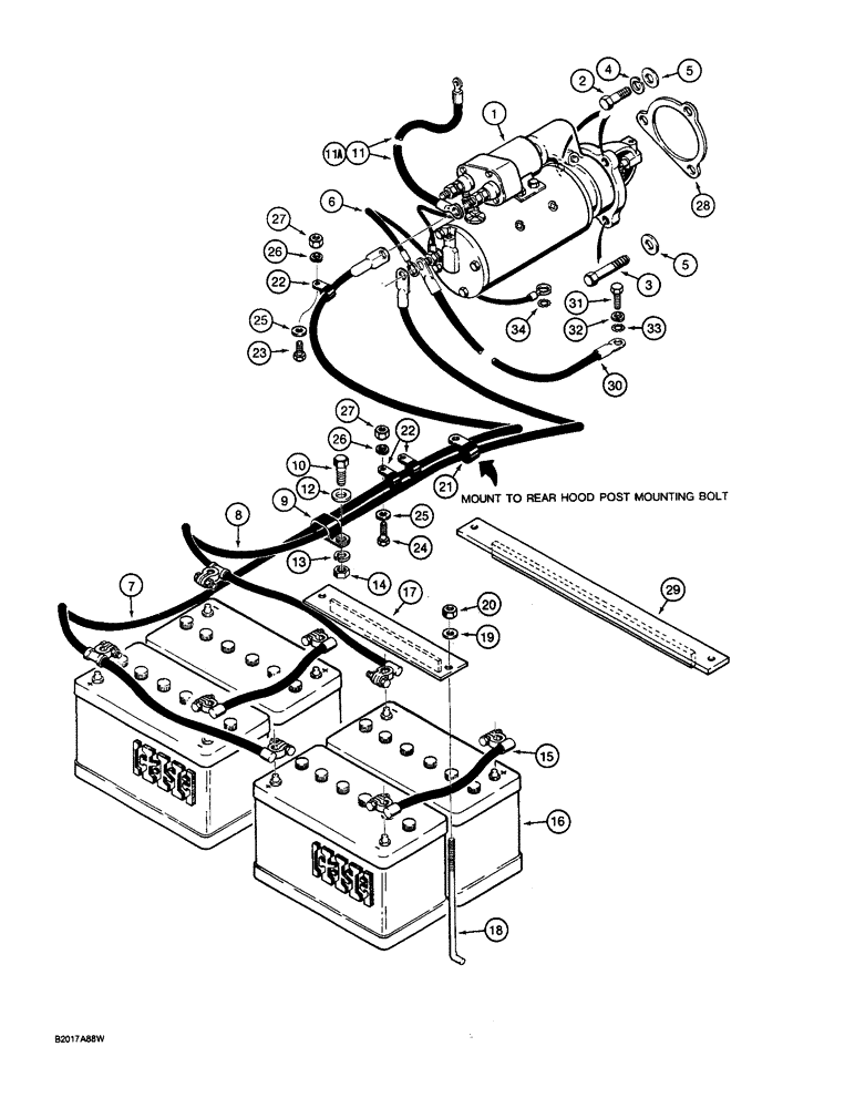 Схема запчастей Case W36 - (4-138) - ELECTRICAL SYSTEM, STARTER AND BATTERY (04) - ELECTRICAL SYSTEMS