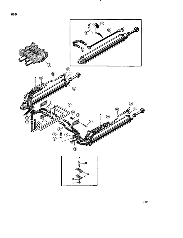 Схема запчастей Case 1150 - (158) - POWER ANGLE TILT DOZER HYDRAULICS, POWER ANGLING HYDRAULICS (07) - HYDRAULIC SYSTEM