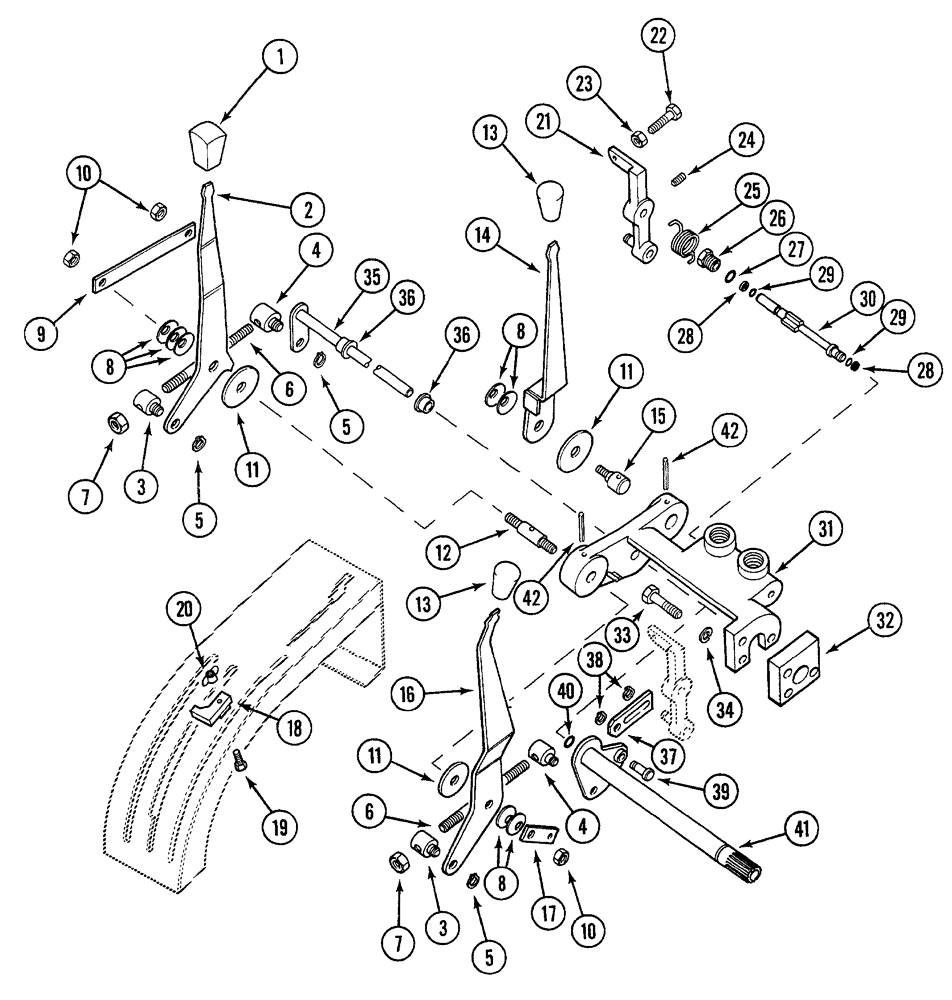 Схема запчастей Case 380B - (8-36) - DRAFT CONTROL - EXTERNAL LEVERS AND LINKAGE (08) - HYDRAULICS