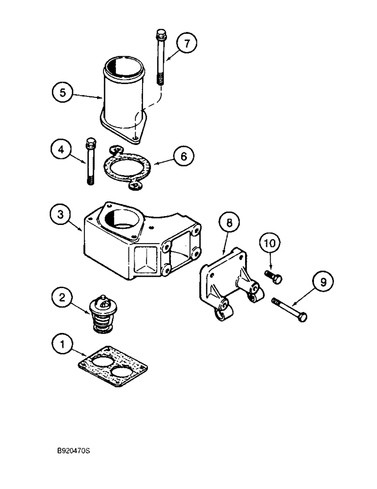 Схема запчастей Case 1155E - (2-036) - THERMOSTAT HOUSING, 6-830 ENGINE, 6T-830 ENGINE, WITHOUT INTEGRAL WATER FILTER (02) - ENGINE