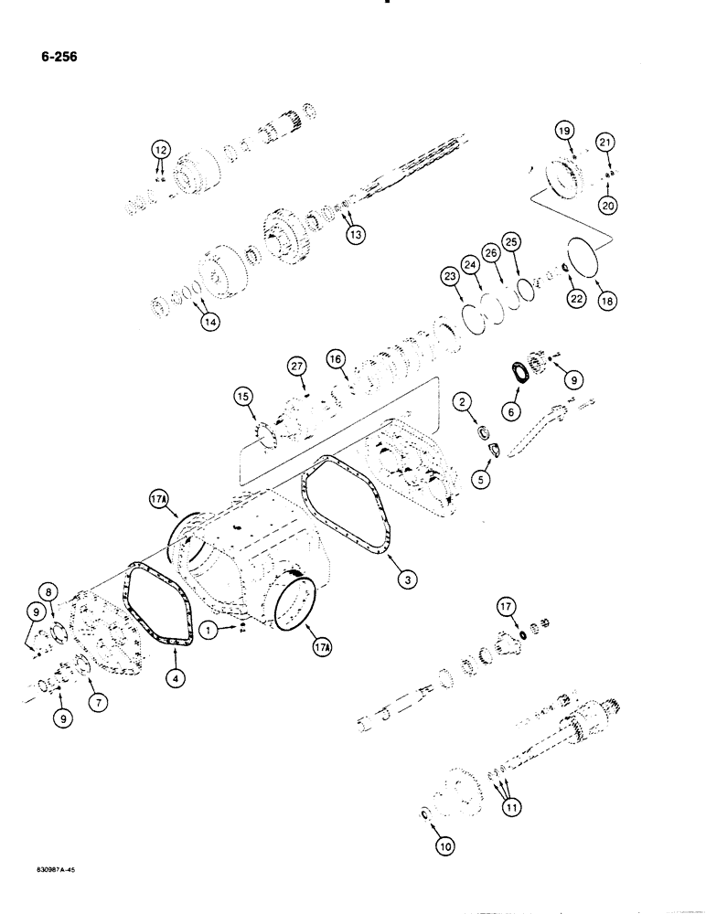 Схема запчастей Case 1455B - (6-256) - TRANSMISSION SEAL KITS, HOUSING, COVERS, AND BRAKES (06) - POWER TRAIN