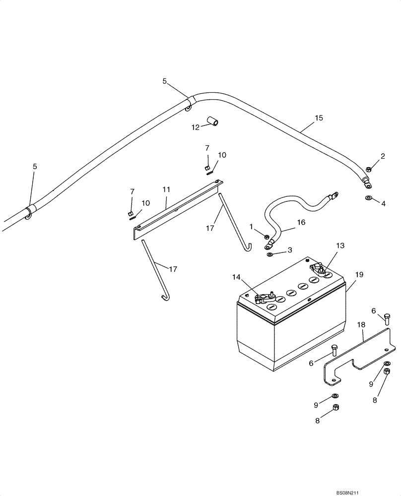 Схема запчастей Case 850L - (04-05) - BATTERY, SINGLE - CABLES (Jan 13 2009 9:13AM) (04) - ELECTRICAL SYSTEMS