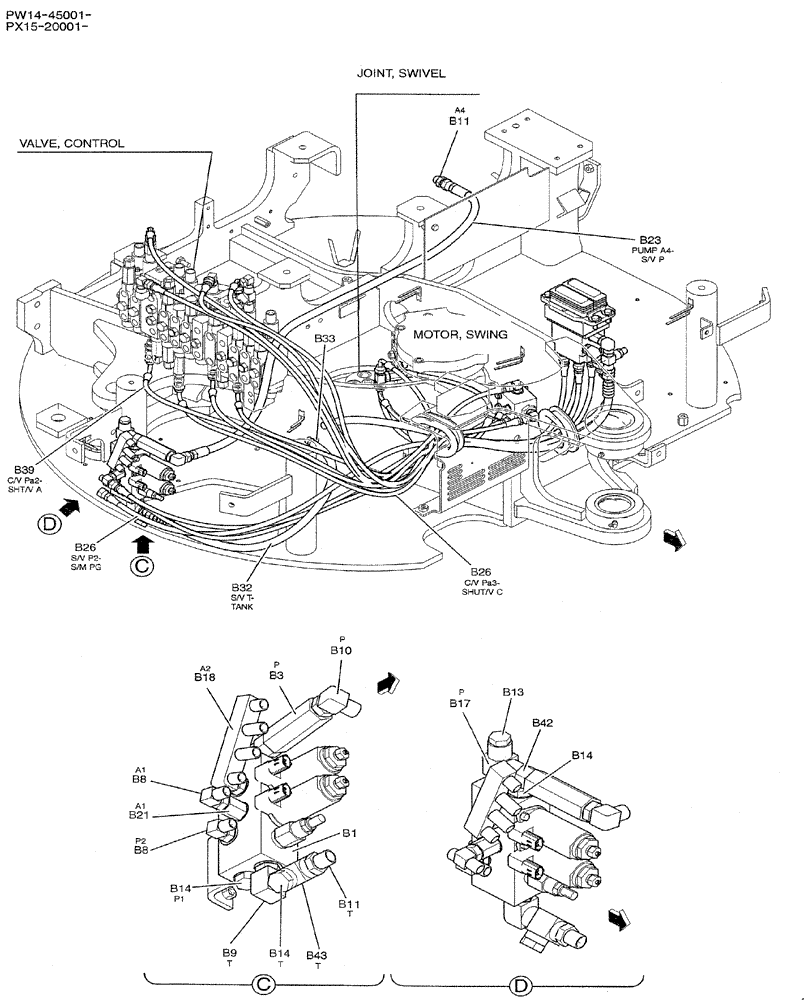 Схема запчастей Case CX31B - (05-010) - CONTROL LINES, REMOTE (WITH A PUMP Z PORT) (35) - HYDRAULIC SYSTEMS