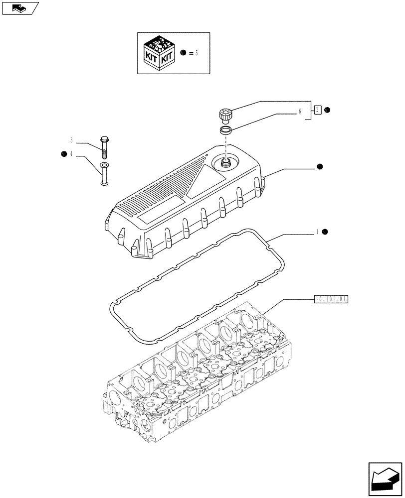 Схема запчастей Case F2CE9684E E017 - (10.101.02) - HEAD COVER (504008091) (01) - ENGINE