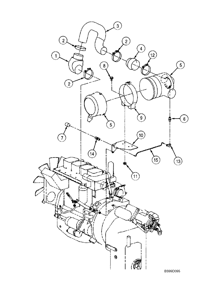 Схема запчастей Case 688G - (2-12) - AIR CLEANER AND AIR INTAKE - TURBOCHARGED ENGINE (02) - ENGINE