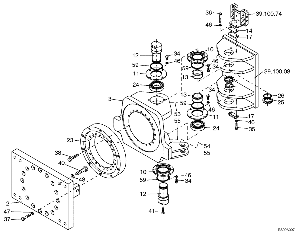 Схема запчастей Case SV212 - (39.100.21[01]) - ARTICULATION JOINT - BTW DDD001112 - 1115 (39) - FRAMES AND BALLASTING