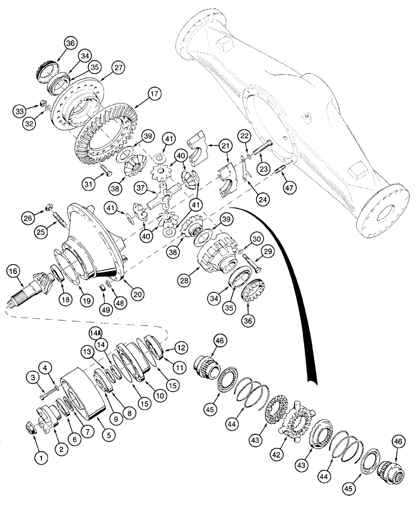 Схема запчастей Case 921C - (06-24) - AXLE, REAR - DIFFERENTIAL AND CARRIER -JEE0123251 (06) - POWER TRAIN