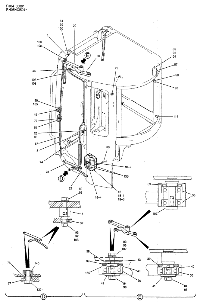 Схема запчастей Case CX50B - (06-010) - CAB ASSEMBLY (COOLER) P/N PW02C01145P1 OPTIONAL PARTS