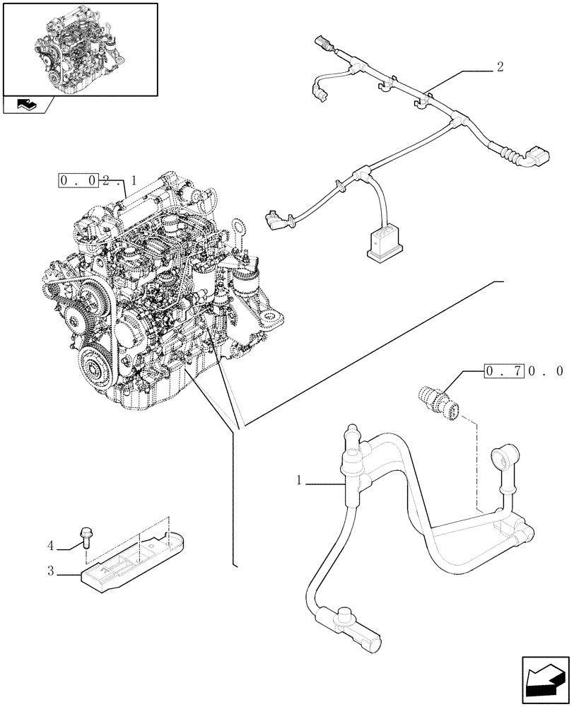 Схема запчастей Case F5CE5454B A002 - (0.17.3) - CONNECTIONS CABLE FOR ENGINE INJECTION (504223077) 