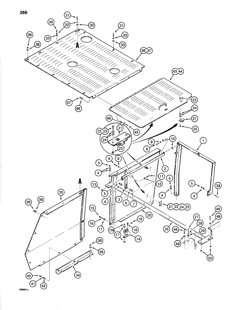 Схема запчастей Case 1280B - (266) - ENGINE COVER AND LEFT-HAND SIDE PANELS (09) - CHASSIS/ATTACHMENTS