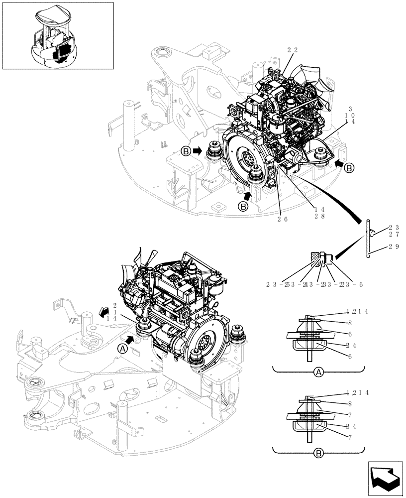 Схема запчастей Case CX22B - (025-01[1]) - ENGINE INSTALLATIONS (10) - ENGINE