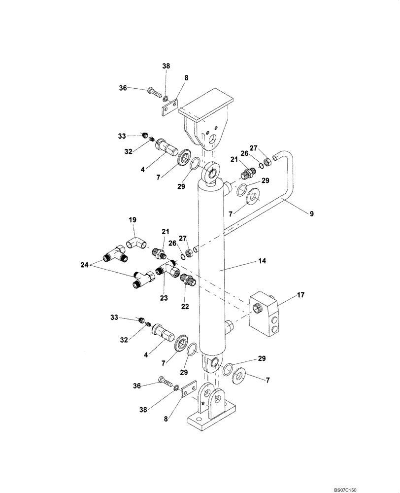 Схема запчастей Case SV212 - (10-008-00[01]) - HYDRAULICS - CYLINDER HOOD LIFT - LEFT (GROUP 382-2) (ND103131) (08) - HYDRAULICS