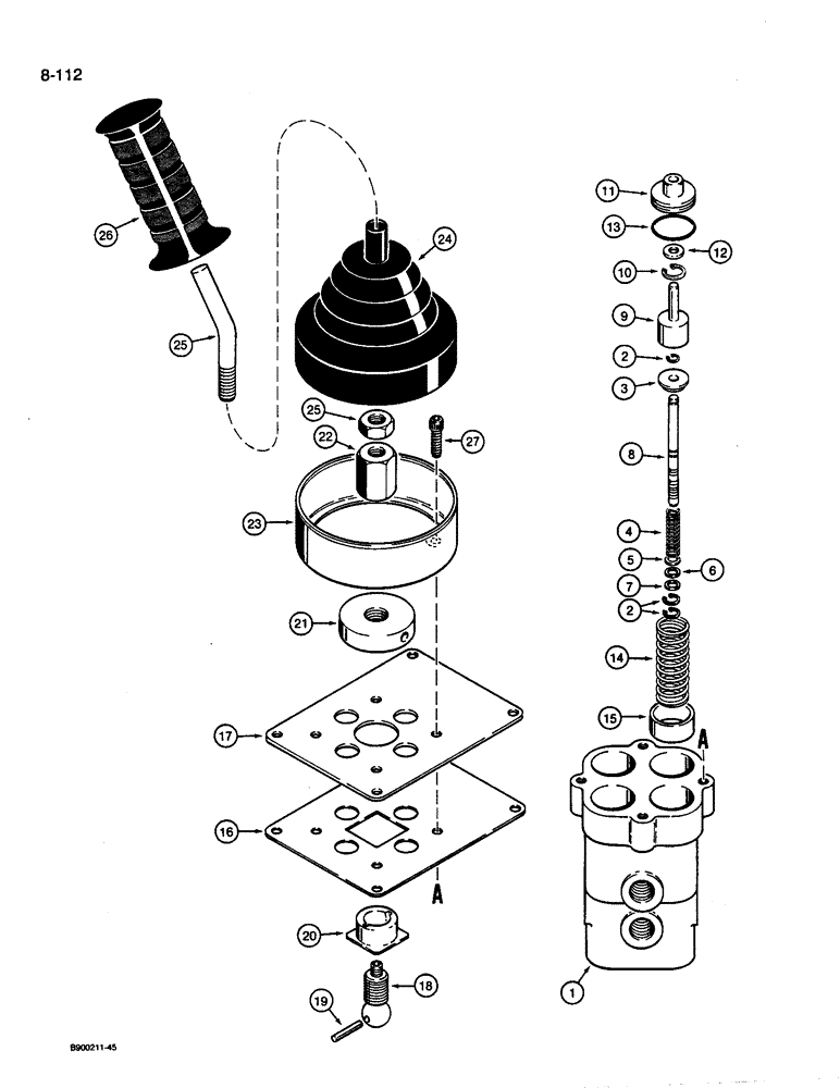 Схема запчастей Case 1085C - (8-112) - HAND CONTROL VALVE ASSEMBLIES (08) - HYDRAULICS