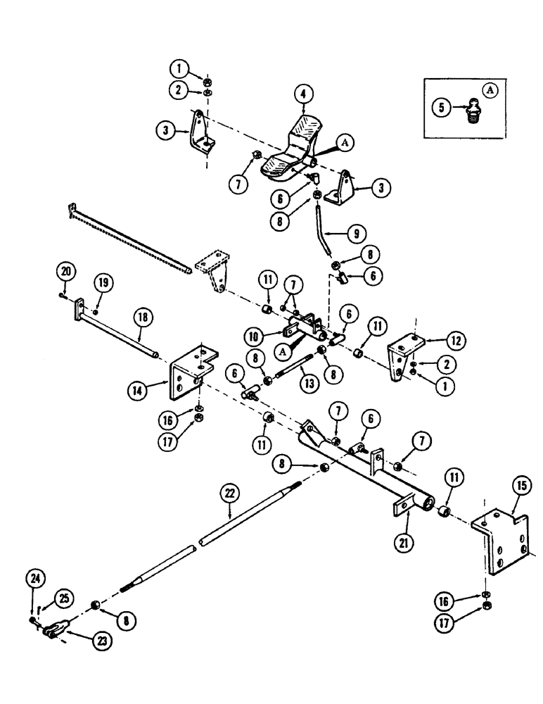 Схема запчастей Case 880B - (170) - PEDAL AND ATTACHING PARTS FOR: SWING (07) - HYDRAULIC SYSTEM