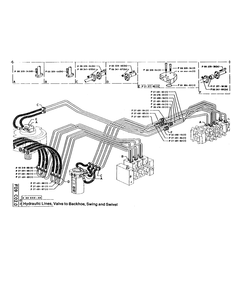 Схема запчастей Case 160CL - (35) - HYDRAULIC LINES, VALVE TO BACKHOE, SWING AND SWIVEL (07) - HYDRAULIC SYSTEM