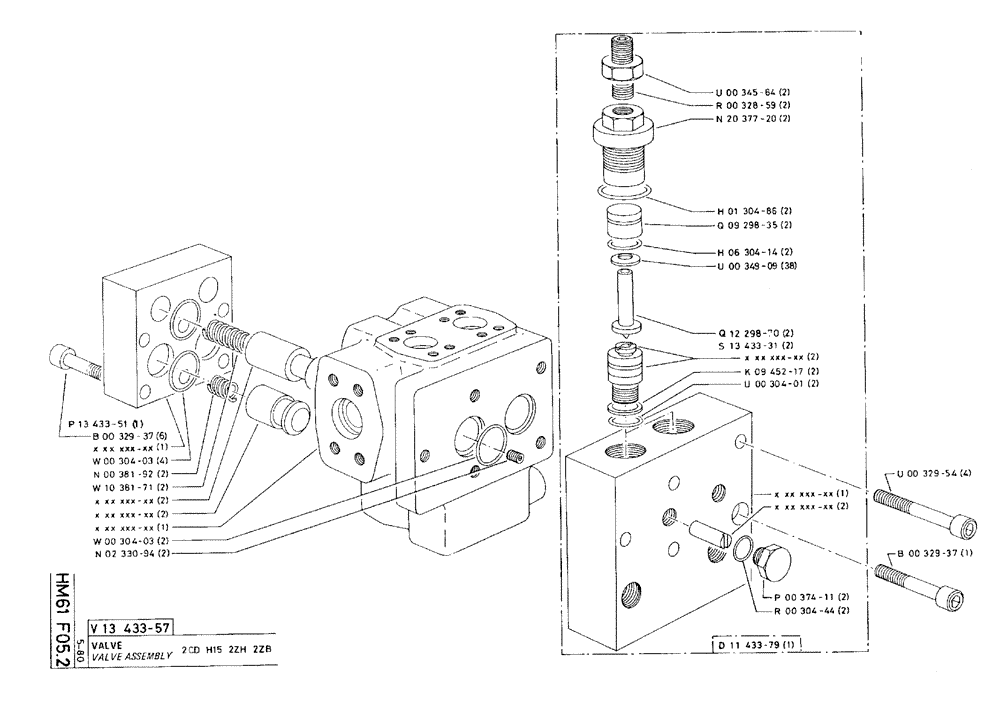 Схема запчастей Case 75C - (HM61 F05.2) - VALVE ASSEMBLY - 2 CD H15 2ZH 2ZB (07) - HYDRAULIC SYSTEM