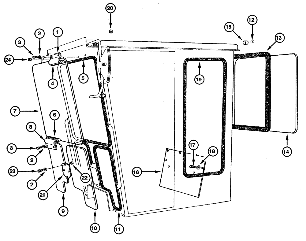 Схема запчастей Case 845 - (09.24[00]) - CAB - WINDOWS (OPEN CAB) (09) - CHASSIS