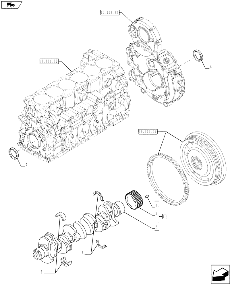 Схема запчастей Case F2CE9684P E024 - (10.103.01) - CRANKSHAFT (504134507 - 504128792) (10) - ENGINE