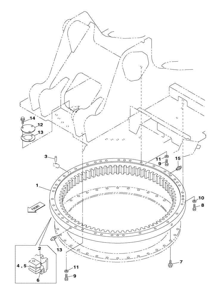 Схема запчастей Case CX350C - (09-001[00]) - SWING COMPONENTS (09) - CHASSIS/ATTACHMENTS