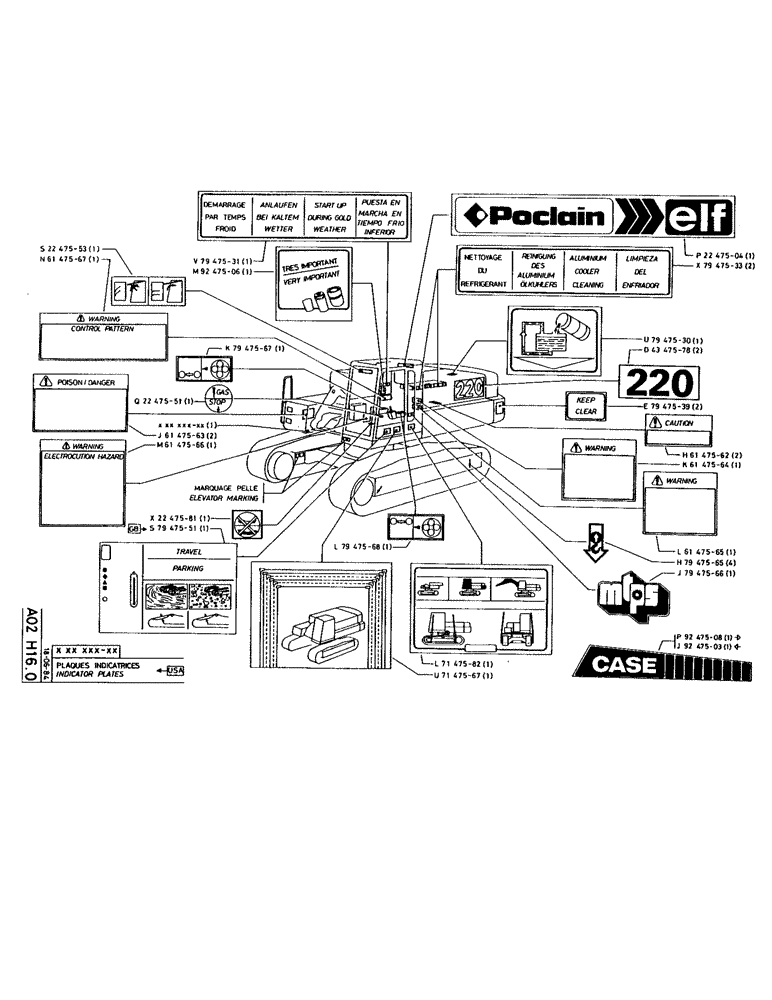 Схема запчастей Case 220 - (008) - INDICATOR PLATES (12) - Chassis/Attachments