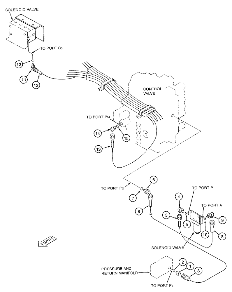 Схема запчастей Case 9050B - (8-052) - BOOM PILOT LINES (08) - HYDRAULICS