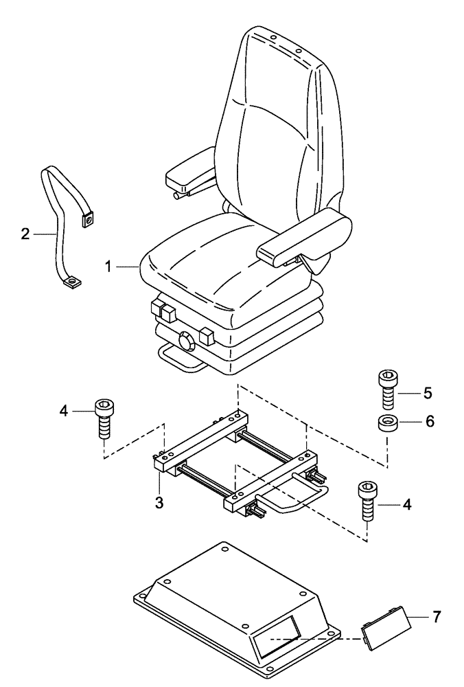 Схема запчастей Case 340 - (51A00001385[001]) - DRIVER CAB - SEAT (87518086) (90) - PLATFORM, CAB, BODYWORK AND DECALS