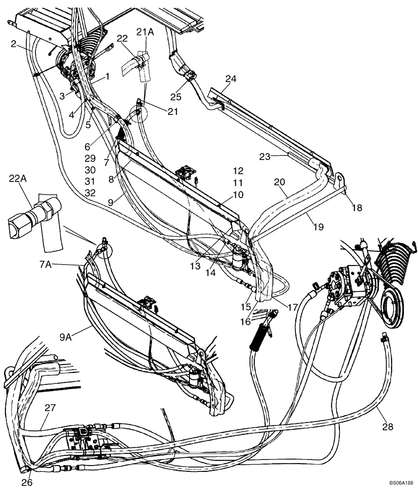 Схема запчастей Case 465 - (09-36) - HEATER AND AIR CONDITIONING - HOSES (09) - CHASSIS