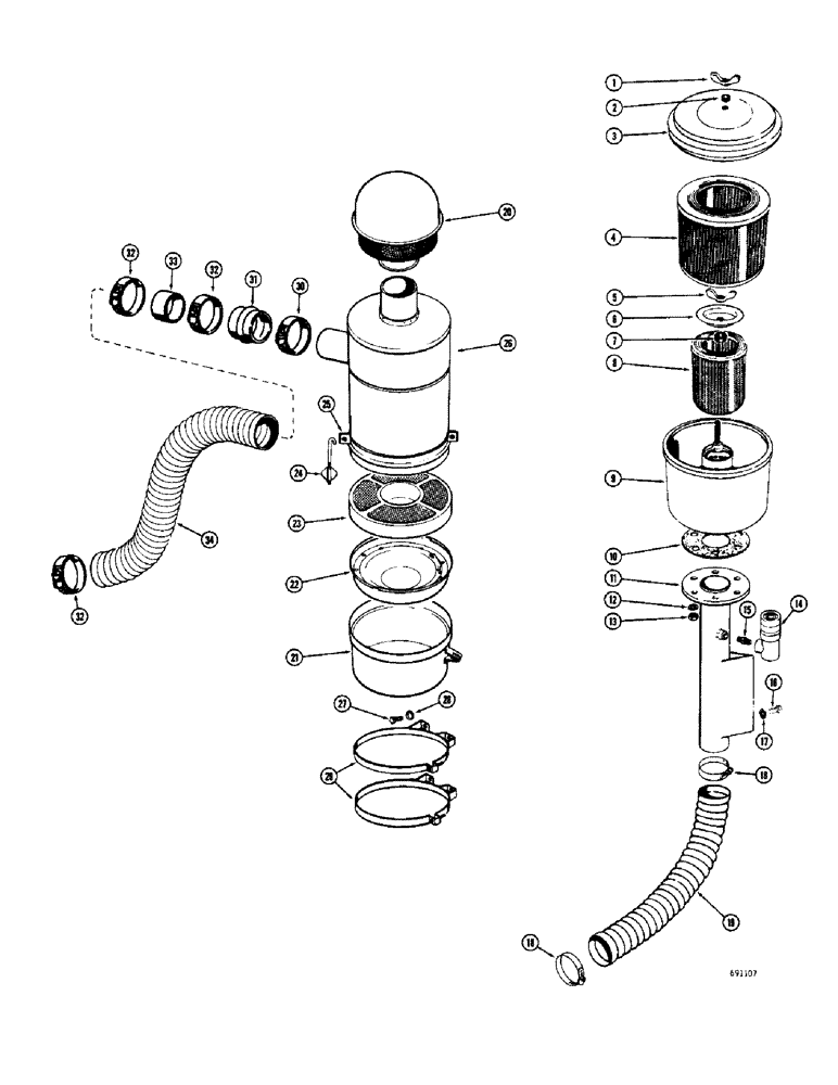 Схема запчастей Case W8C - (090) - DRY TYPE AIR CLEANER, DIESEL ENGINE, OIL BATH AIR CLEANER (02) - ENGINE