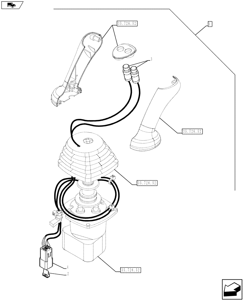 Схема запчастей Case 590SN - (88.035.16[03]) - DIA KIT, BI-AUX PR VALVE SECTION, PILOT CONTROLS, EXTENDABLE DIPPER (88) - ACCESSORIES