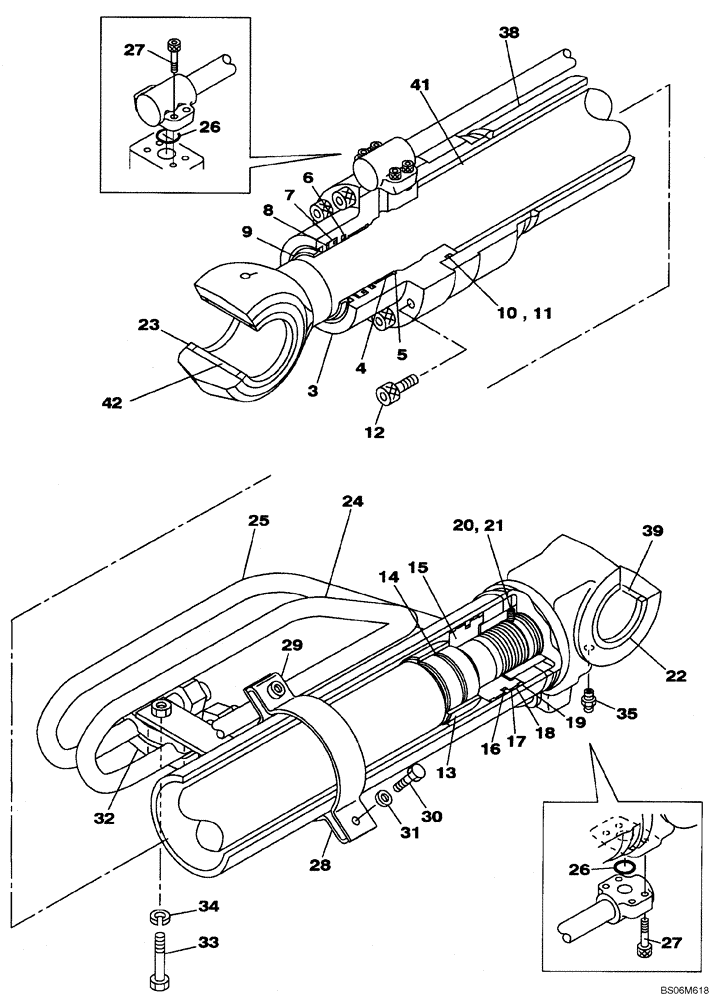 Схема запчастей Case CX290B - (08-84) - CYLINDER ASSY, BOOM, LEFT HAND (08) - HYDRAULICS