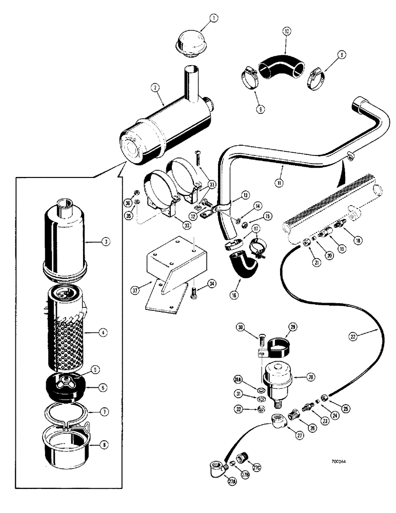 Схема запчастей Case 310G - (052) - DRY TYPE AIR CLEANER - GAS (01) - ENGINE