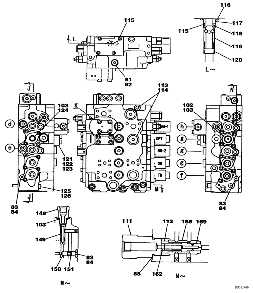 Схема запчастей Case CX130 - (08-094C) - KNJ3053 CONTROL VALVE (08) - HYDRAULICS