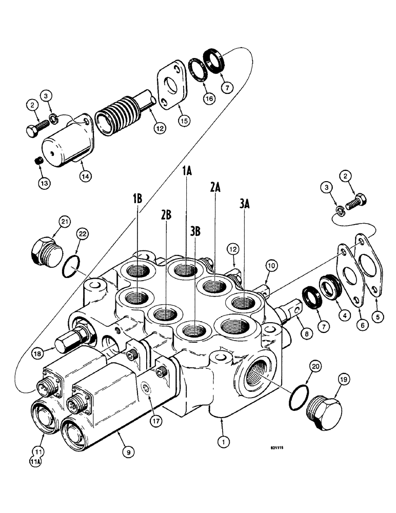 Схема запчастей Case W14 - (516) - HYDRECO THREE SPOOL VALVES (08) - HYDRAULICS