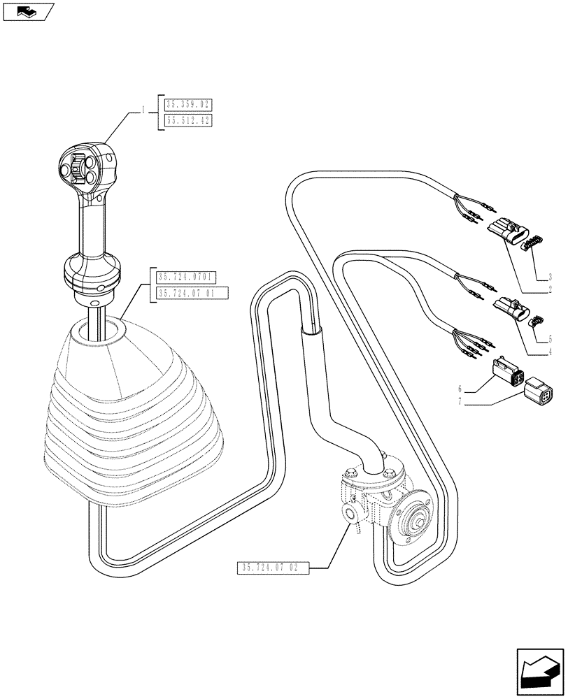 Схема запчастей Case 580SN WT - (55.512.41) - CONTROLS - LOADER CLAM (55) - ELECTRICAL SYSTEMS