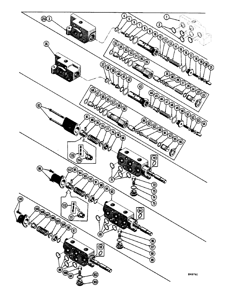 Схема запчастей Case 800 - (258) - EQUIPMENT CONTROL VALVE SECTIONS (07) - HYDRAULIC SYSTEM