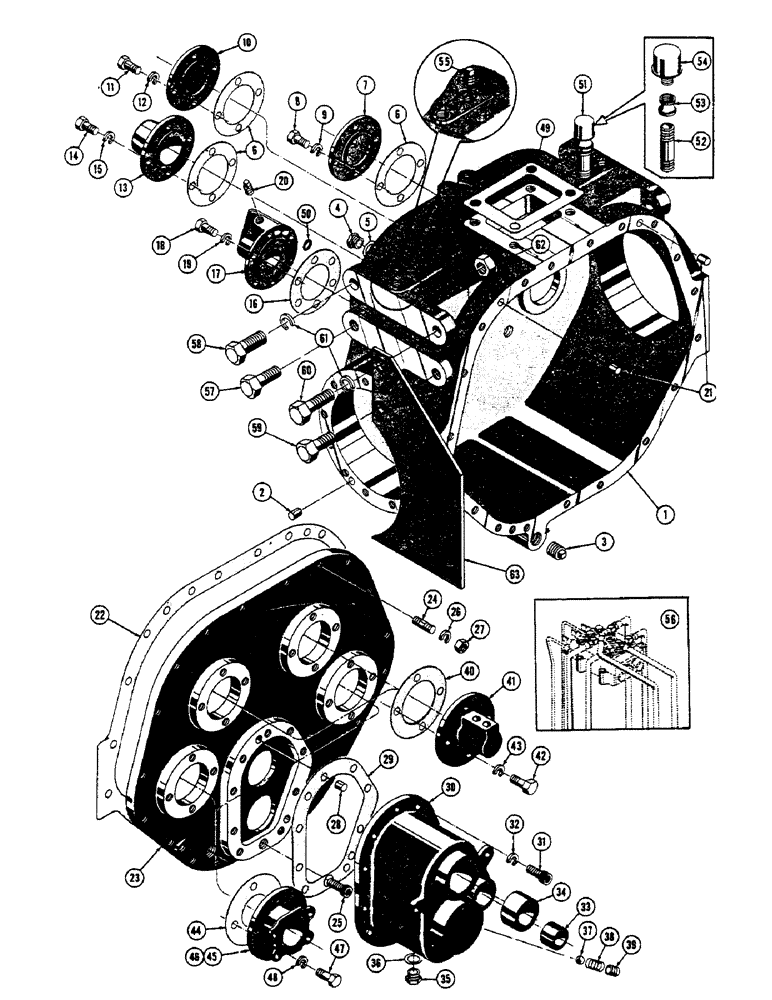 Схема запчастей Case 600 - (072) - TRANSMISSION INST HOUSTING, GASKETS, SEALS, COVERS, MOUNTING PARTS (03) - TRANSMISSION