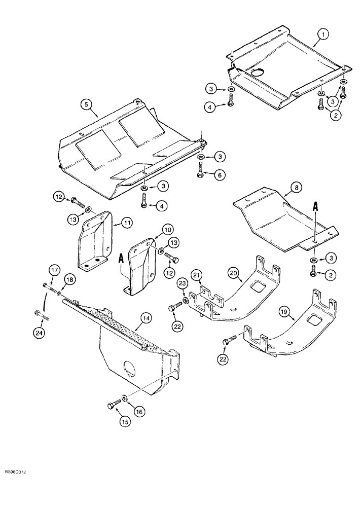 Схема запчастей Case 550G - (9-12) - UNDERCARRIAGE GUARDS AND REAR TRANSMISSION GUARDS (04) - UNDERCARRIAGE