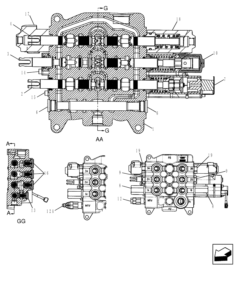 Схема запчастей Case 580SM - (35.724.10) - VALVE ASSY - LOADER CONTROL, THREE SPOOL (580SM) (35) - HYDRAULIC SYSTEMS