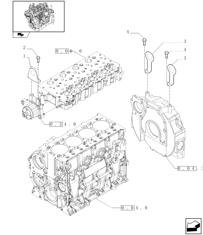 Схема запчастей Case 121E - (0.45.0) - HOOKS - ENGINE (01) - ENGINE